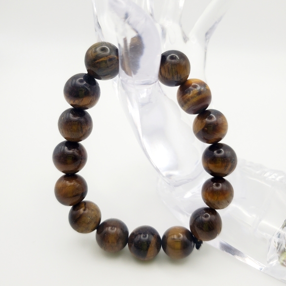 Tiger Eye Round Beads Stretch Bracelet Polished Shiny Mulit-tones Spiritual Boho - Picture 1 of 4